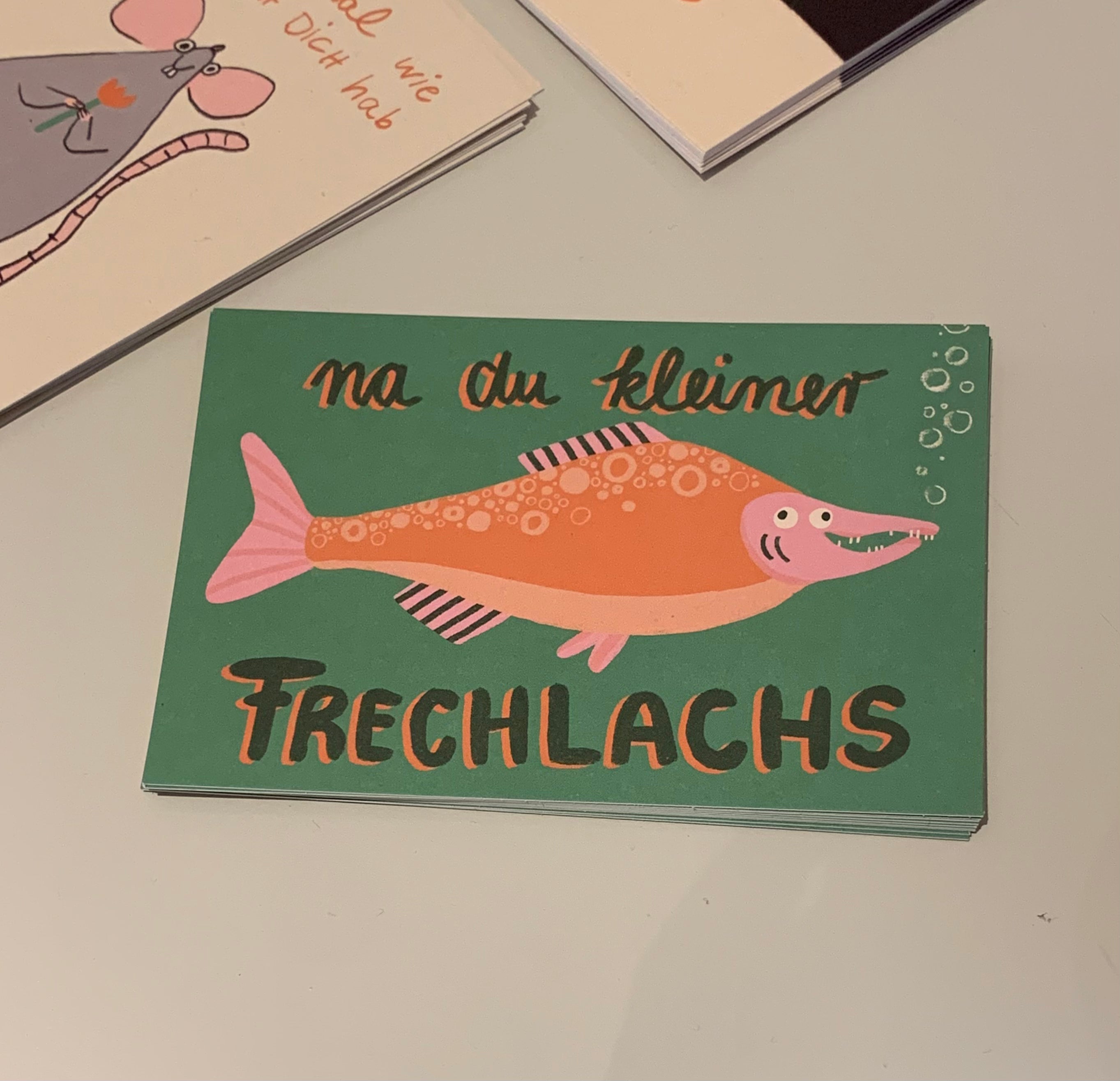 Postkarte Na du kleiner Frechlachs