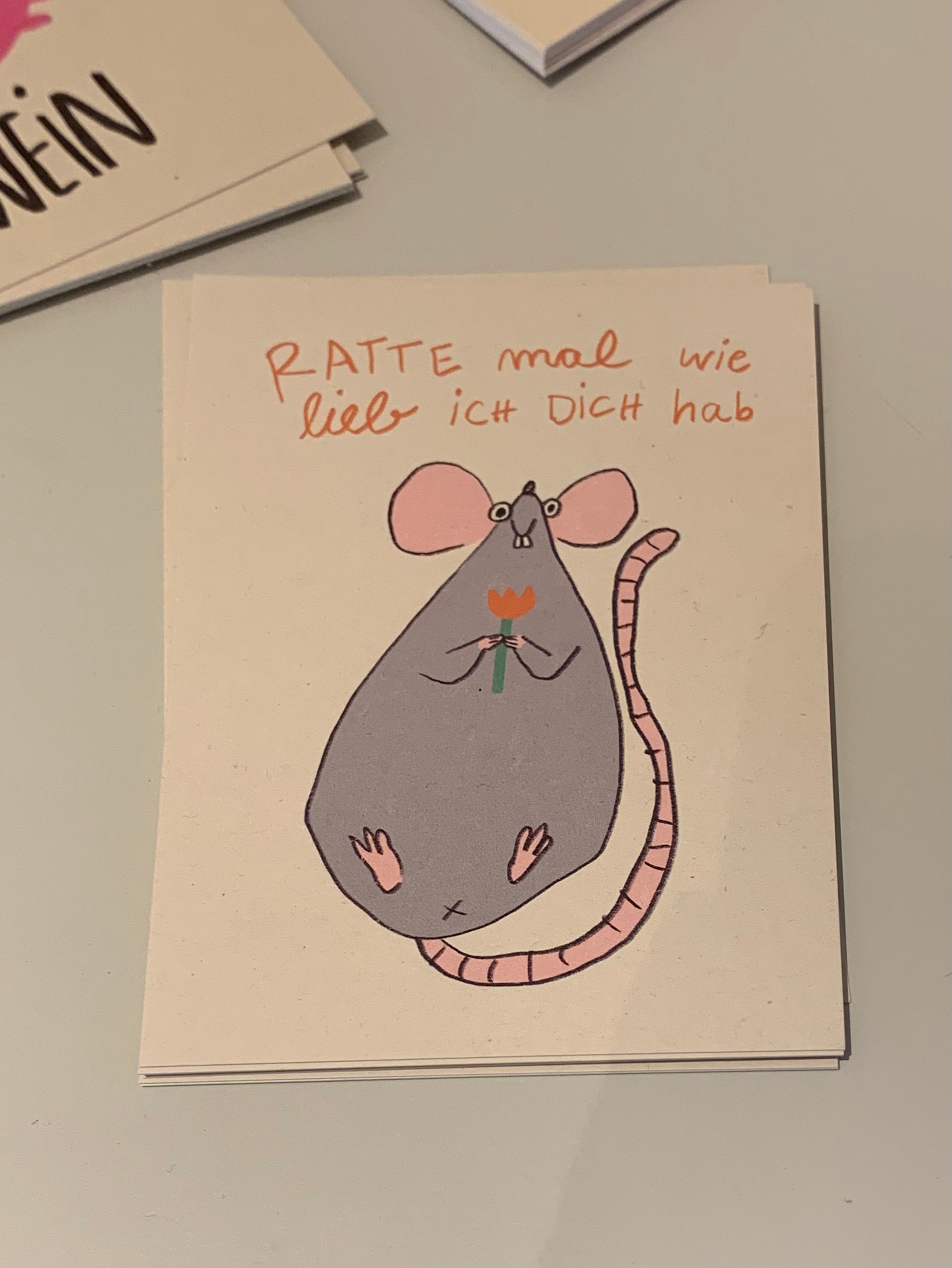 Postkarte Ratte mal wie lieb ich dich hab