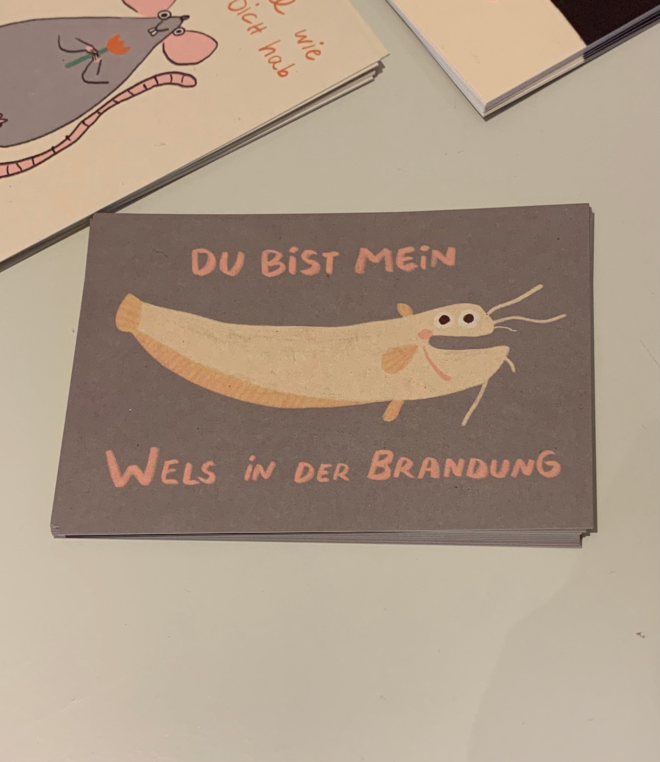 Postkarte Du bist mein Wels in der Brandung